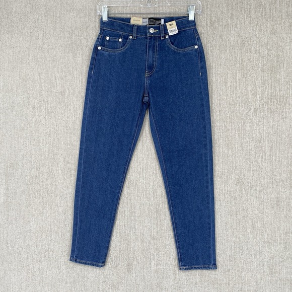 Levis Jeans Girls 10 Blue Mini Mom Silver Tab High Waist‎ Tapered Dark Denim NEW - Picture 1 of 12